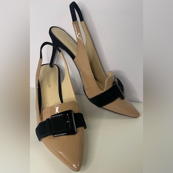 Enzo Angiolini Shoes - Enzo Angiolini Tan and Black Patent Heels
